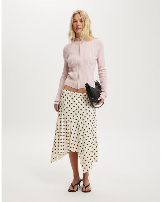Cotton On Pink Variegated Rib Zip Through