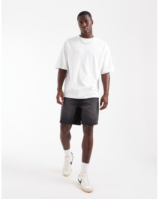 ASOS Black Mid Length Denim Jorts for men