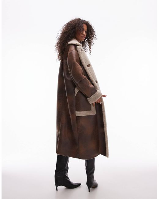 TOPSHOP Natural Oversized Long Car Coat