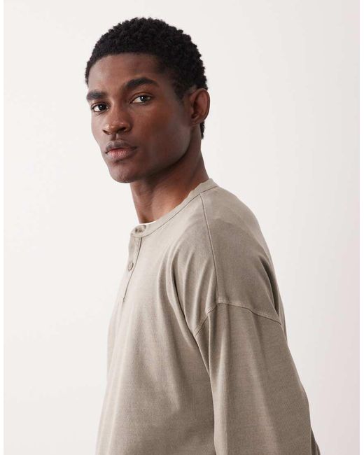 ASOS Natural Heavyweight Oversized Boxy Long Sleeve T-shirt for men
