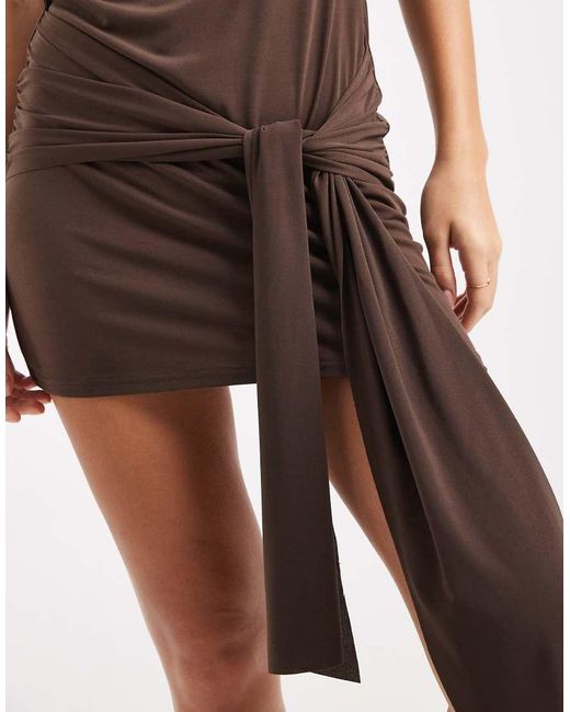 Miss Selfridge Natural Knot Detail Mini Dress