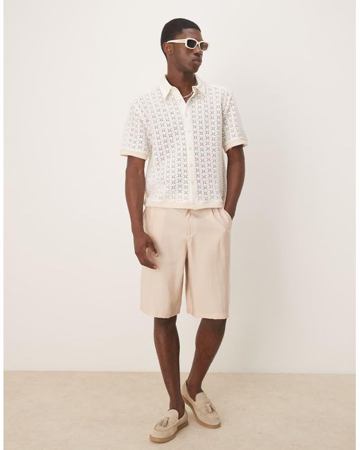 ASOS Oversized Nette Bermudashort Met Riemdetail in het Natural voor heren