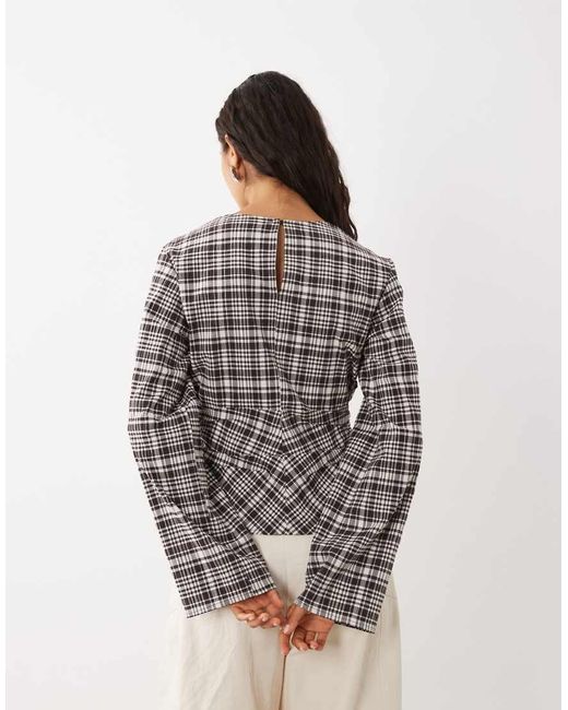 Aware Gray Ruched Detail Blouse