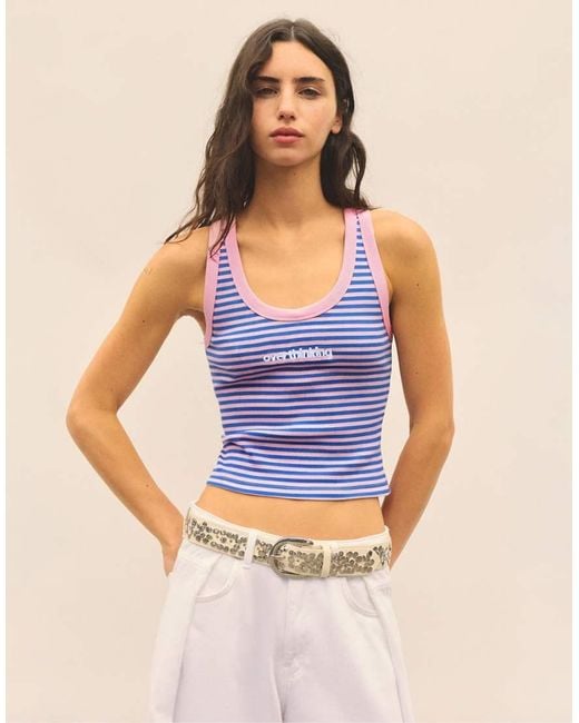 Pull&Bear Blue Striped Tank Top