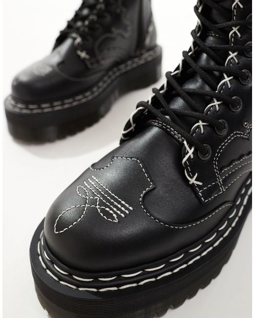 Dr. Martens Black Jadon 10 Eye Western Gothic Boots