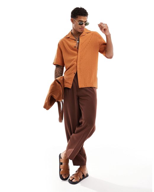 Camisa color mostaza holgada ASOS de hombre de color Brown