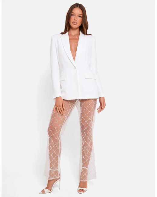 Public Desire White Bridal Fitted Tailored Blazer