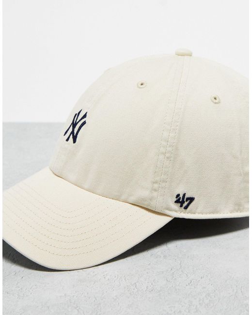'47 White Ny Yankees Clean Up Cap With Mini Logo