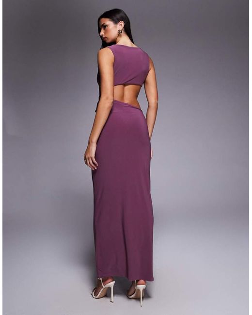 ASOS Purple Sleeveless Cut Out With Hardware Side Detail Maxi Dress