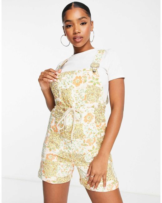 Raga White Nicolette Printed Shirt Overalls