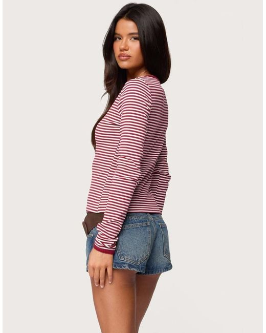 Edikted Red Rayla Striped Button Up Top