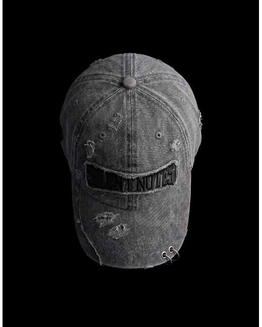 Bershka Gray Washed Effect Patch Cap for men