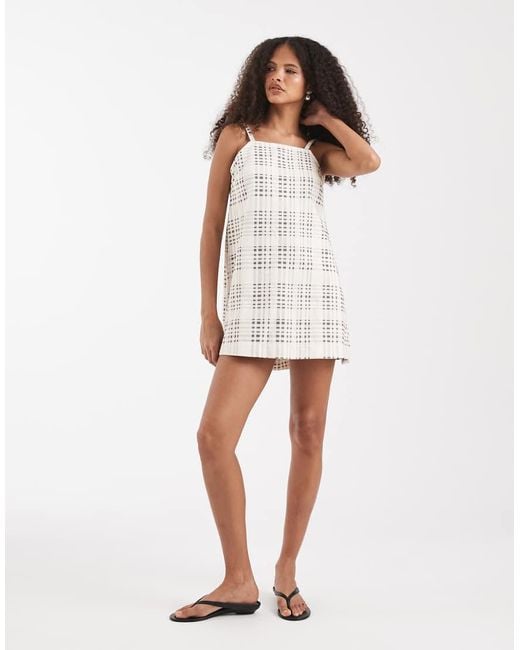 ASOS White Mini Shift Dress Deep V Back
