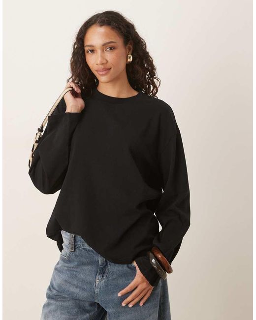 Gina Tricot Black Long Sleeve Relaxed Fit T-shirt