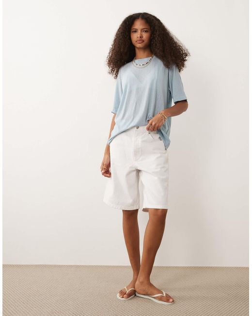 ASOS Blue – locker geschnittenes oversize-t-shirt aus strukturiertem netzstoff