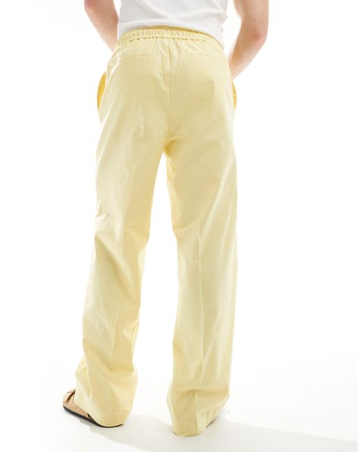 Pantalon en lin coupe ample élégante à enfiler - cendré ASOS pour homme en coloris Metallic