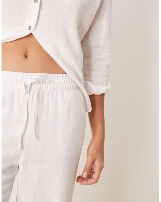 Jdy Natural Wide Leg Tie Waist Linen Mix Trousers Co-ord