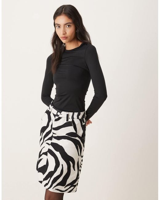 ASOS Natural 90's Length Denim Skirt