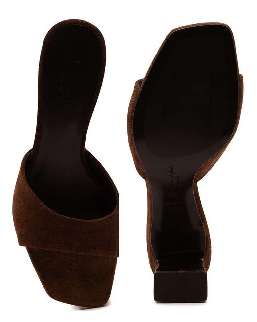OFF THE HOOK Brown 'Park' Suede Leather Block Heel Heeled Sandals