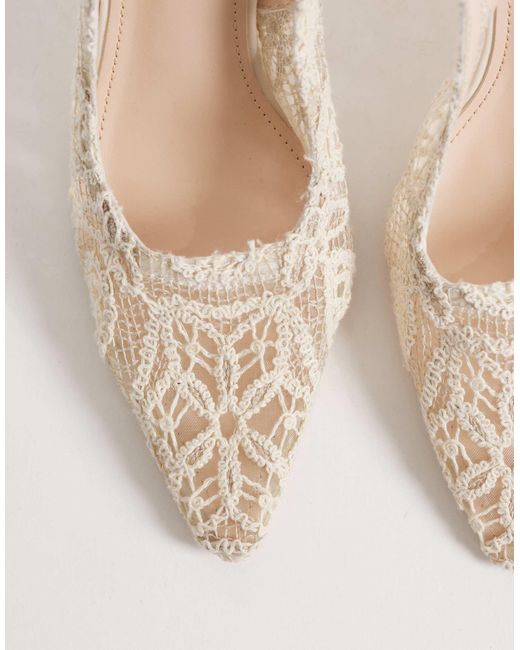 Raid White Annona Slingback Heeled Pumps