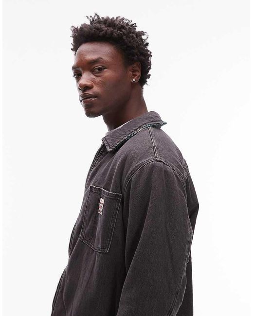 Levi's Blue Workwear Capsule Reversible Check Borg And Denim Shacket for men