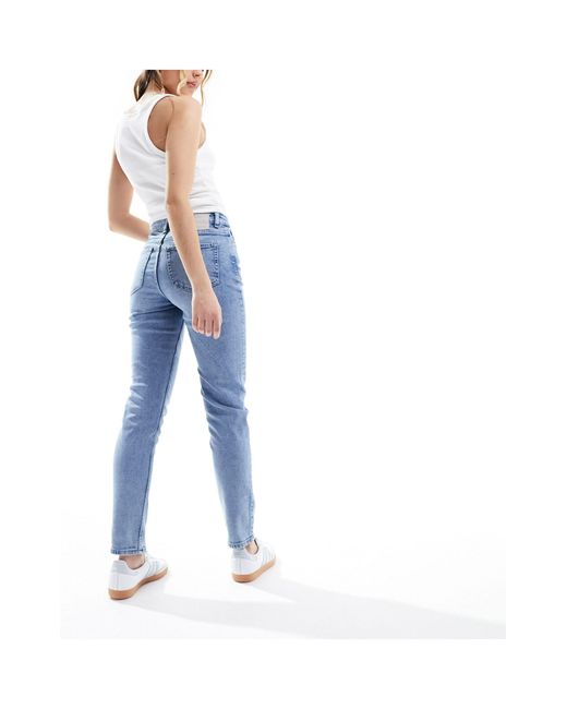 Pieces Blue Bella High Waisted Tapered Ankle Jeans