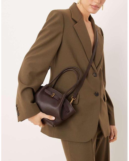 Gina Tricot Brown Small Faux Leather Tote Bag With Shoulder Straps