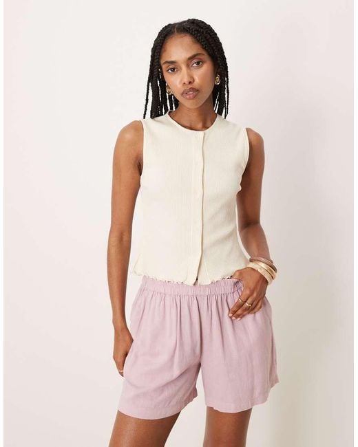 Vila Hemdje Met Knopen Aan De Voorkant in het Pink