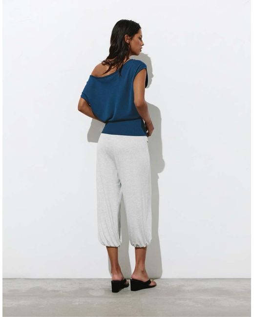 Pull&Bear Blue Asymmetric Short Sleeve Jumper