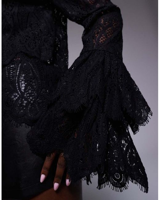 River Island Blue All Over Lace Blouse