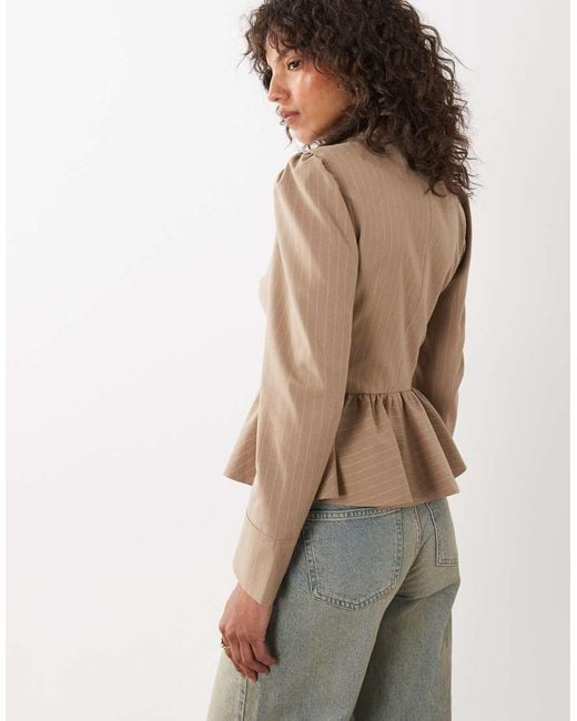Miss Selfridge Brown Asymmetric Military Jacket