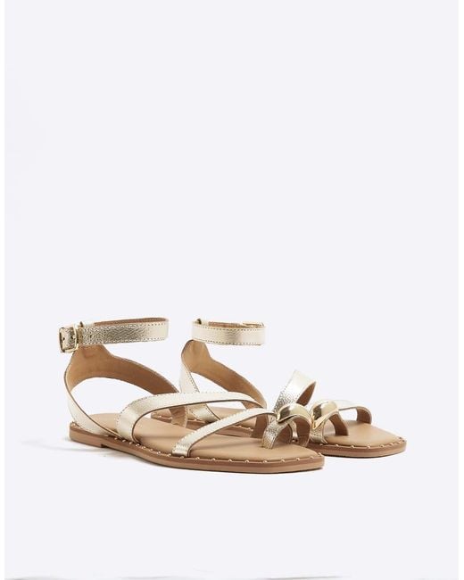 River Island Natural Studded Toe Clip Sandals