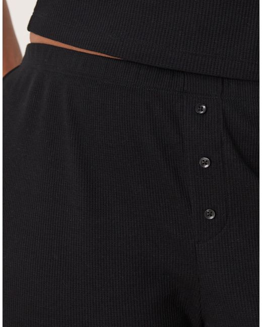 ASOS Black Asos Design Curve Wide Leg Waffle Trouser
