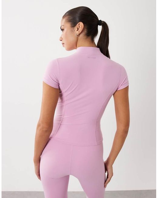 BO+TEE Pink Bo+tee Quarter Zip Short Sleeve Sports Top
