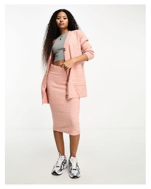 Y.A.S Petite Pink Oversized Longline Knitted Cardigan Co-ord