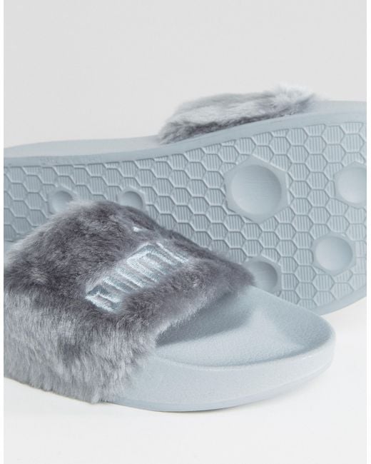 Kinderachtig vervagen Verplicht PUMA X Rihanna Fenty Leadcat Fluffy Sliders In Gray | Lyst