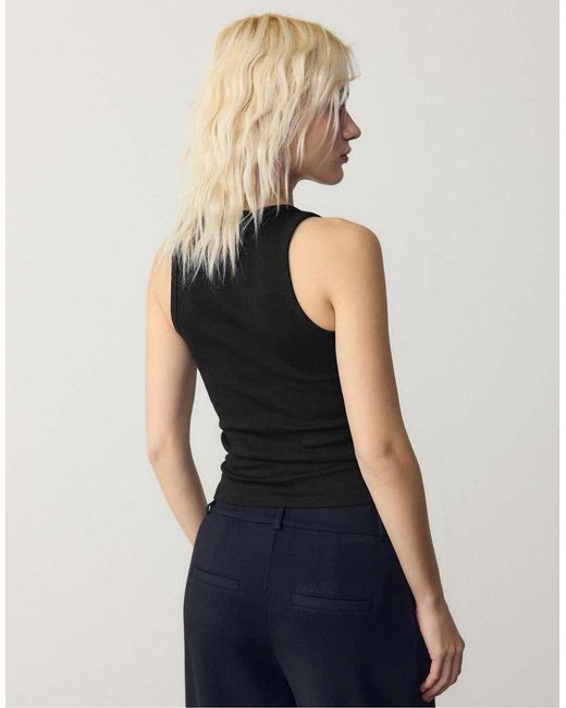 Stradivarius Black Ribbed Racerback T-shirt