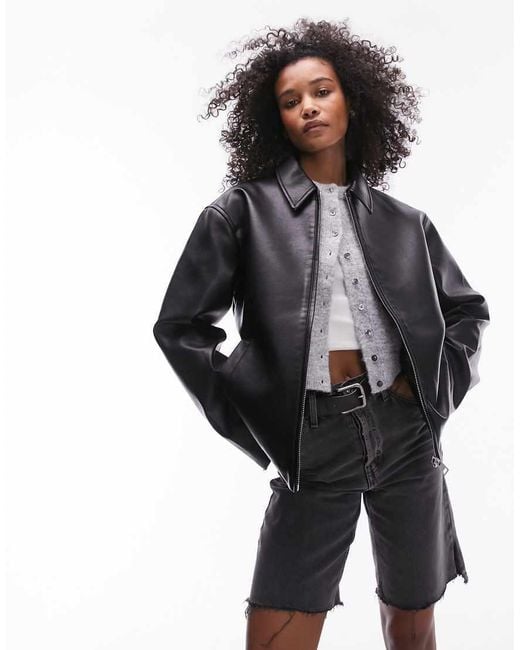 TOPSHOP Black Faux Leather Jacket