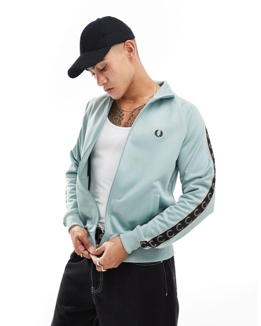 Fred Perry Blue Contrast Tape Track Jacket for men