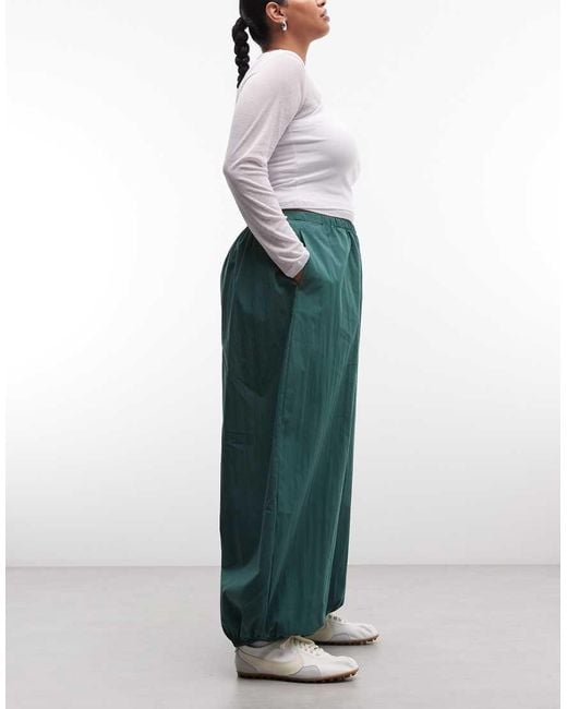 ASOS Blue Asos Design Curve Cotton Nylon Blend Pull On Balloon Trousers
