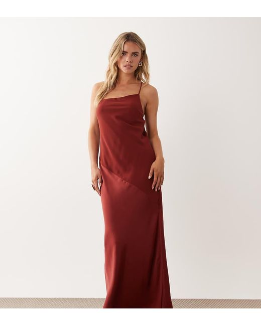 ASOS Brown Asos Design Petite Hybrid Satin Panel Cami Maxi Dress