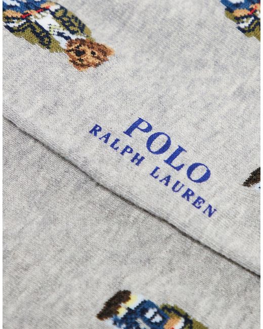 Confezione da 2 paia di calzini grigi e con logo dell'orsetto di Polo Ralph Lauren in White da Uomo