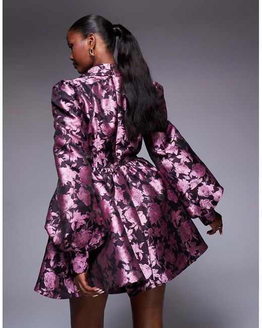 ASOS Purple Jacquard Shirt Skater Dress
