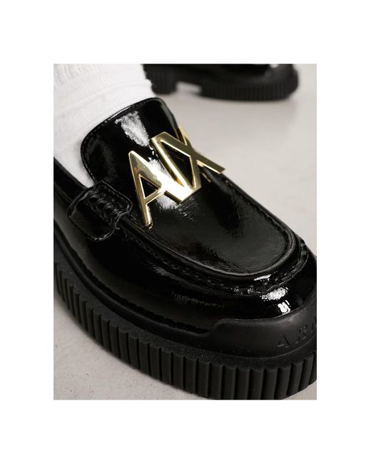 Armani Exchange Logo Chunky Loafers in Black Lyst