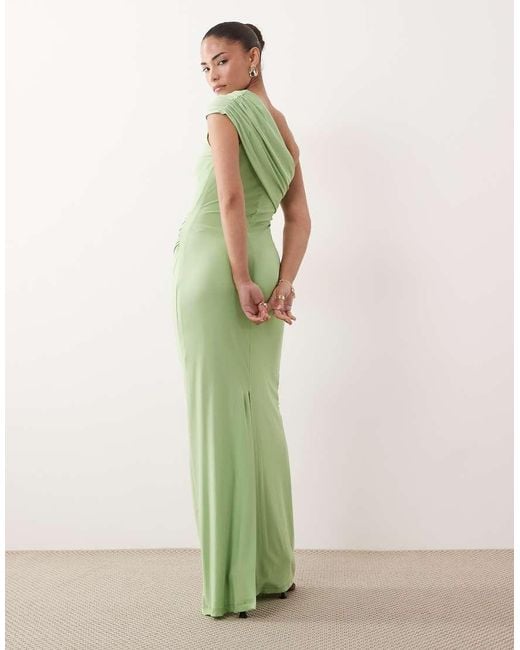 Forever New Green Slinky One Shoulder Hardware Detail Maxi Dress