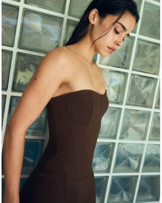 Bershka Green Bandeau Mini Dress