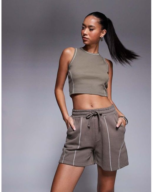 Pantalones Cortos Con Detalle De Costuras De (Parte De Un Conjunto)-Neutro Good For Nothing de color Gray