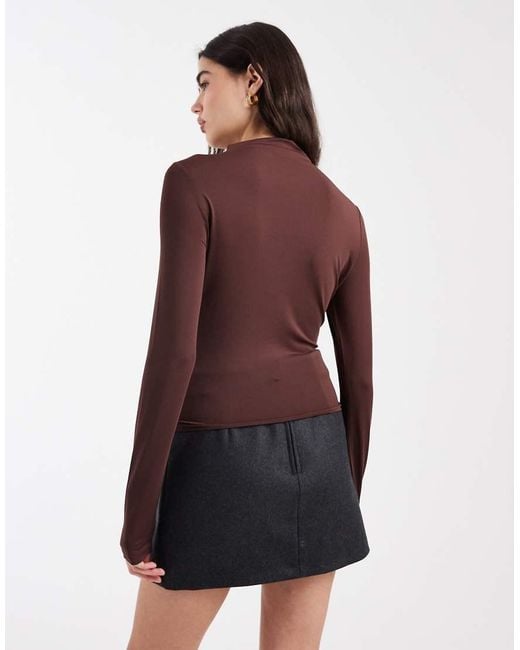 ASOS Red Slinky Long Sleeve Top With Cut Out Detail