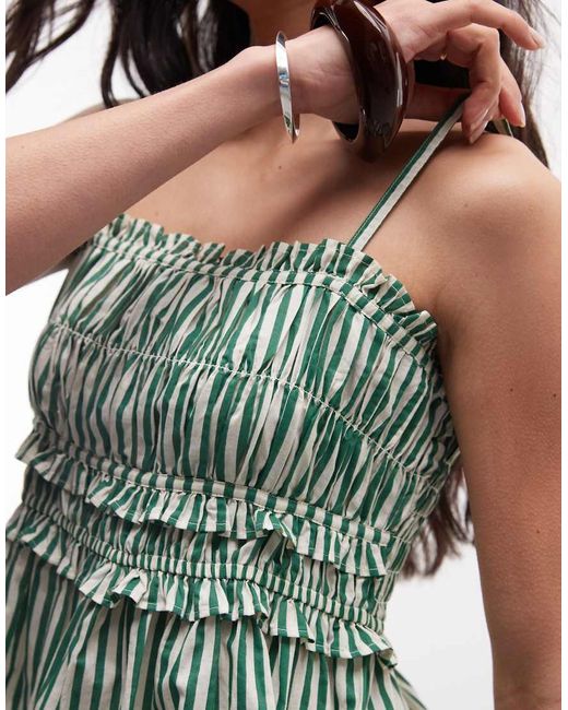 AllSaints Green Kali Ruched Cami Top