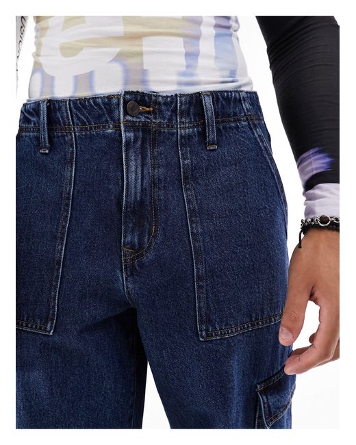 ASOS baggy Jeans With Cargo Pockets in Blue for Men Lyst